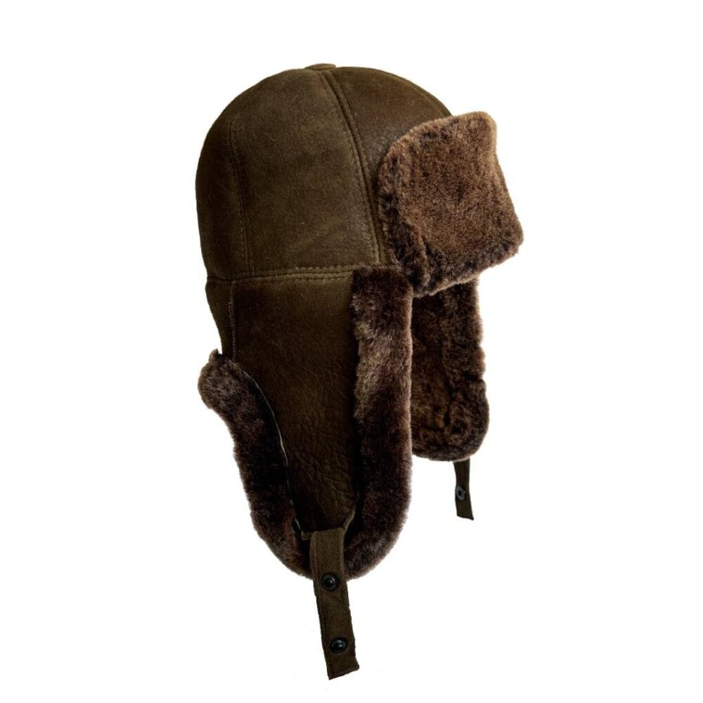 Real Shearling Sheepskin Leather Trapper Hat | Aviator Winter Hat |  Ushanka